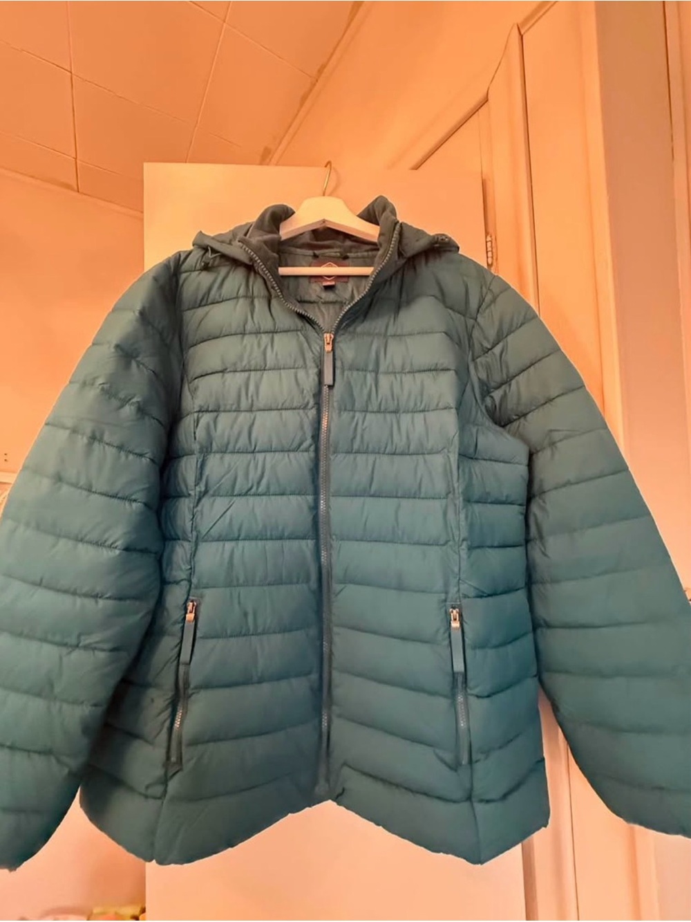 St. John's Bay Teal Quilted Hooded Puffer Jacket